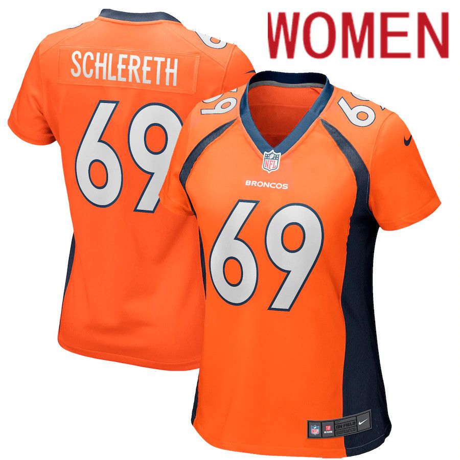Women Denver Broncos 69 Mark Schlereth Nike Orange Game Retired Player NFL Jersey
